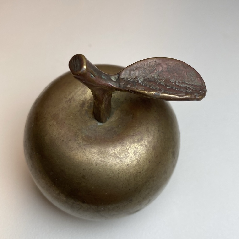 Vintage Brass Apple Paperweight Bell - Picture 2 of 4